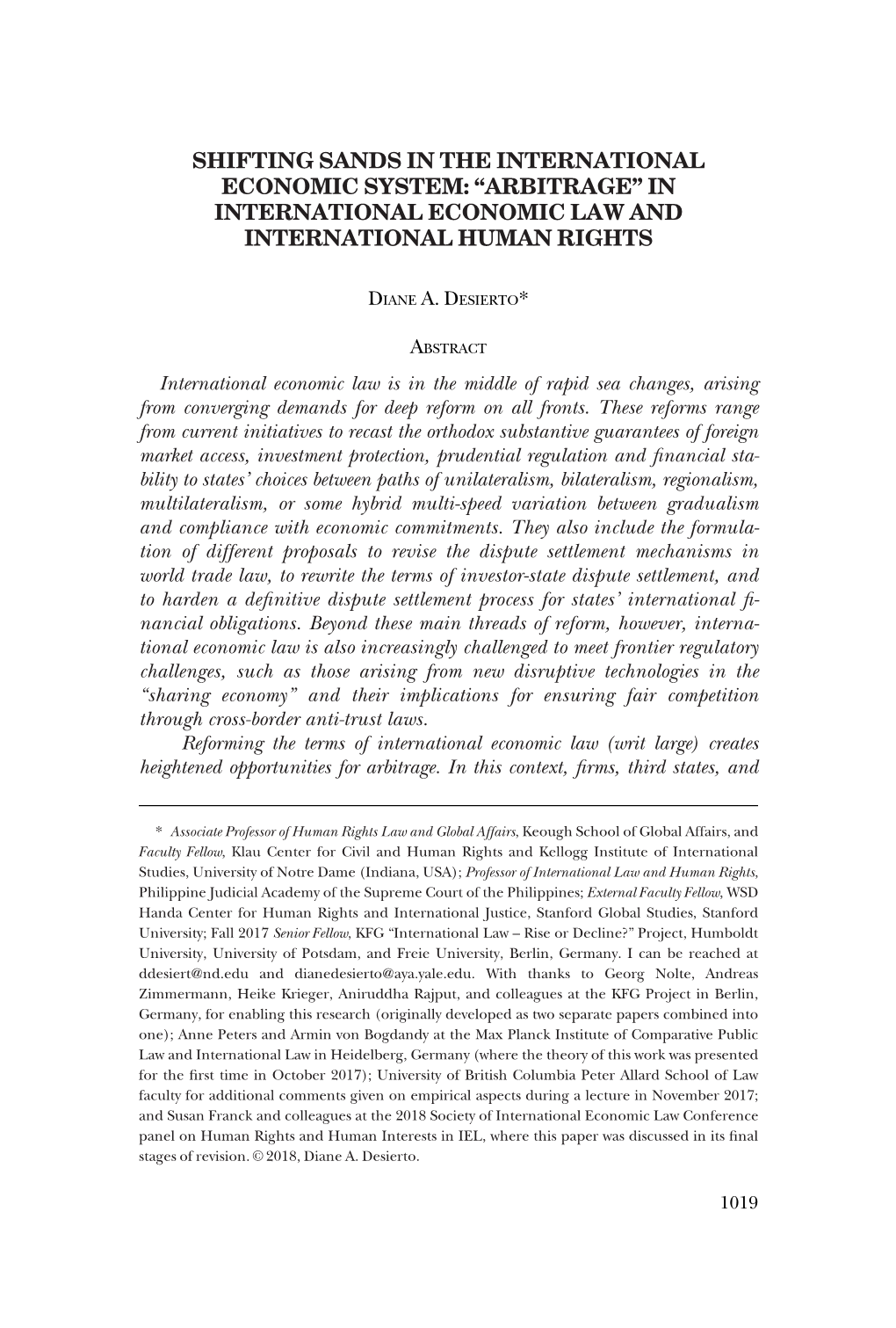 Arbitrage in International Economic Law and Human Rights