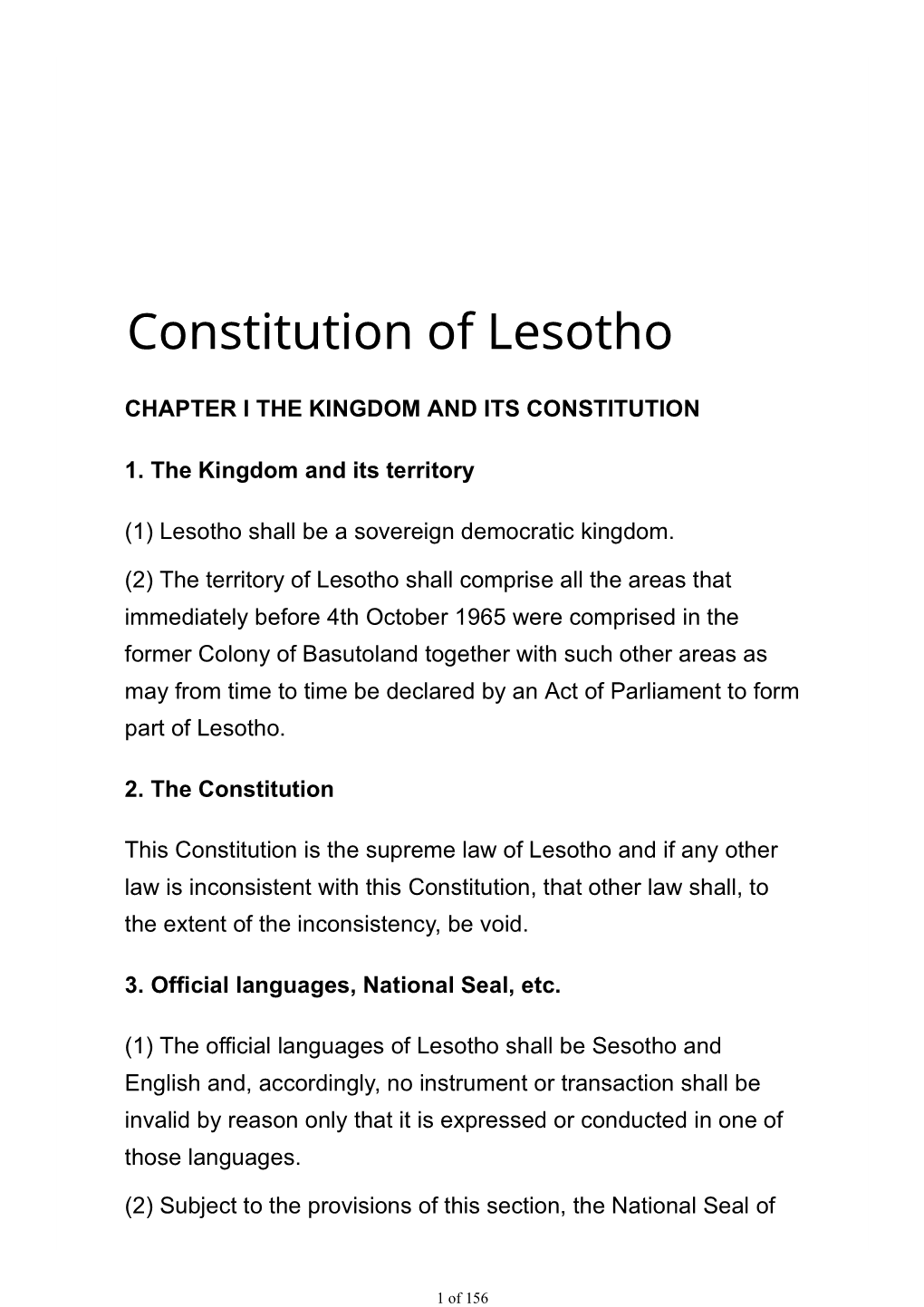 Constitution of Lesotho