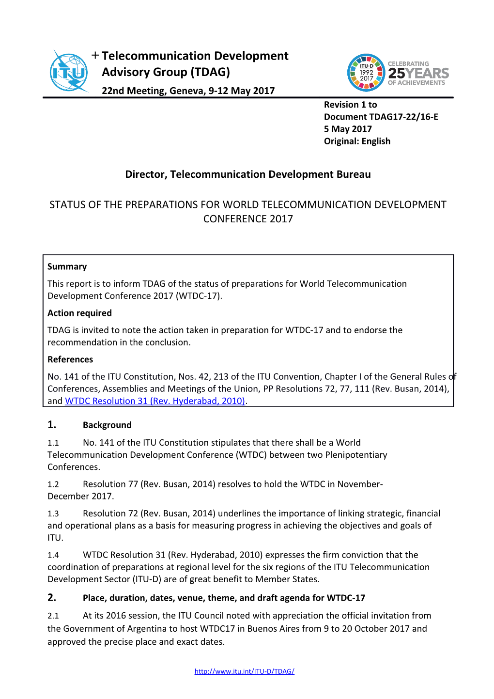 ITU-D/TDAG17-22/16(Rev.1)-E Page 4