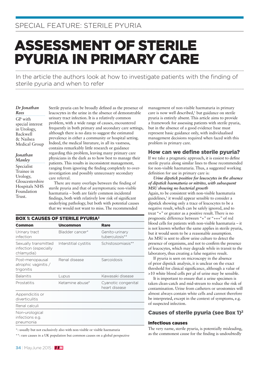 Assessment of Sterile Pyuria in Primary Care