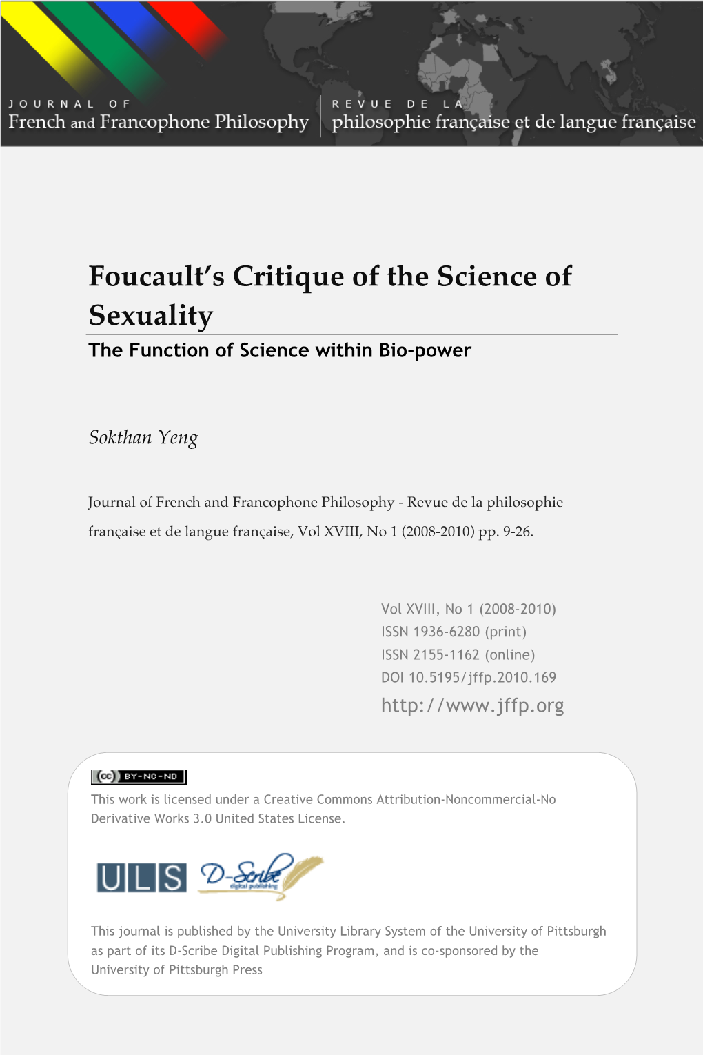 Foucault's Critique of the Science of Sexuality