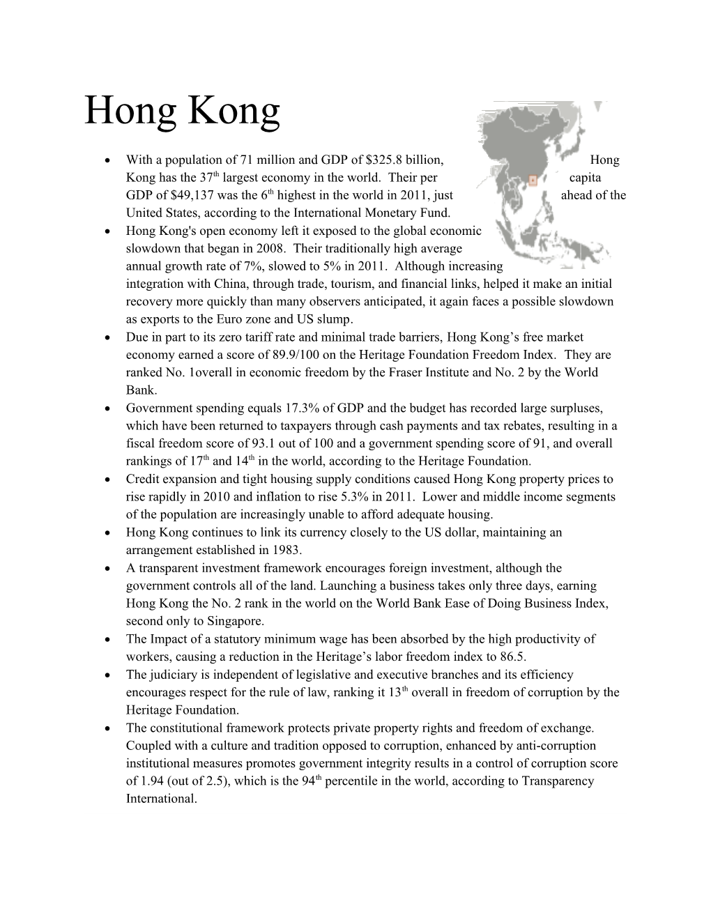 With a Population of 71 Million and GDP of $325.8 Billion, Hong Kong Has the 37Th Largest