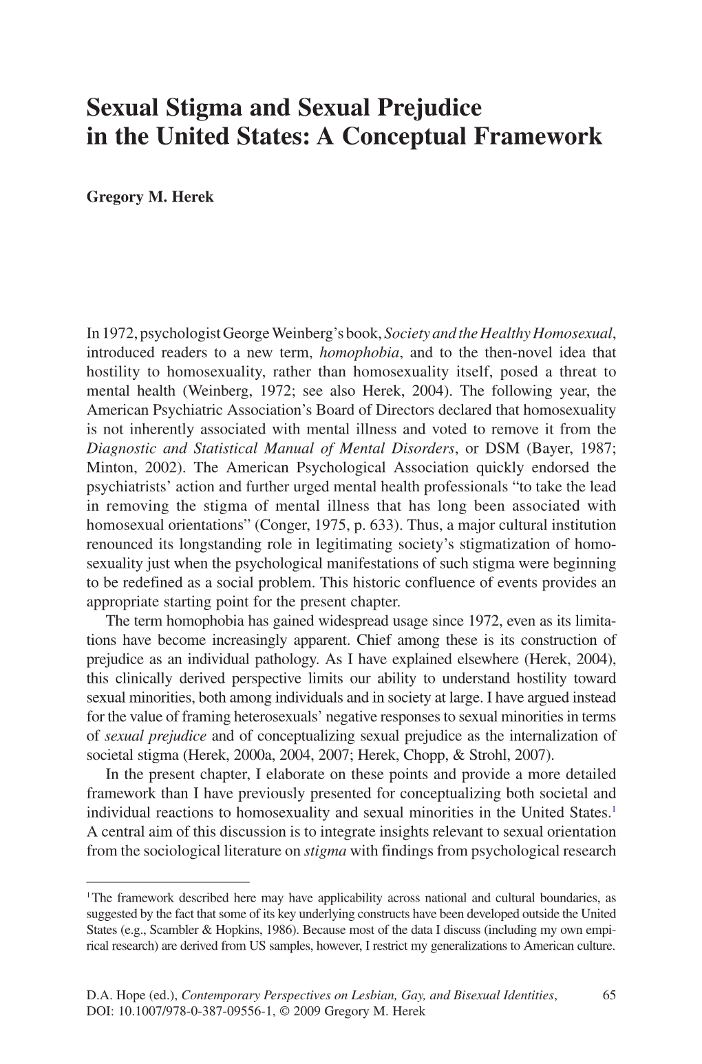 Sexual Stigma and Sexual Prejudice in the United States: a Conceptual Framework