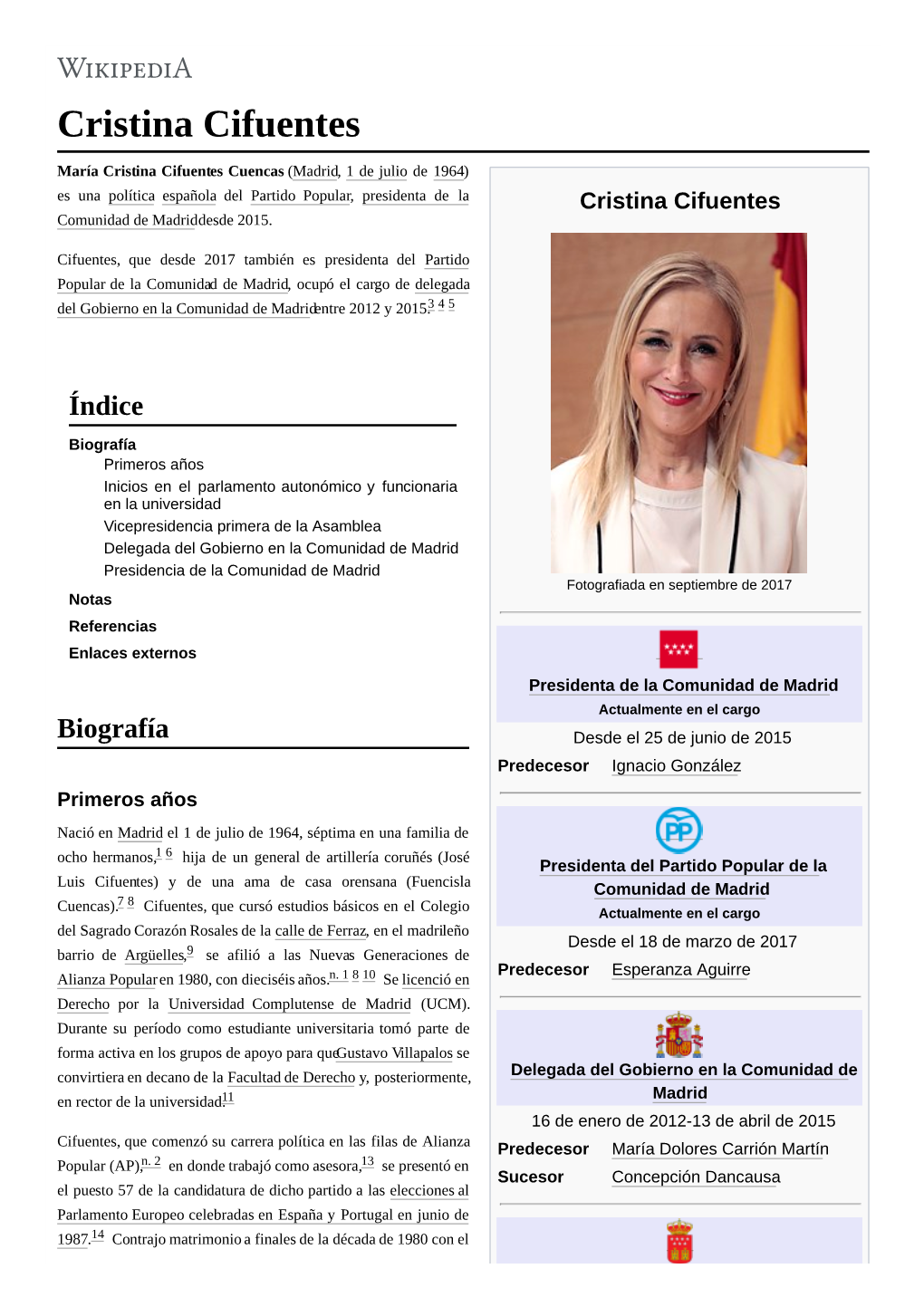 CV. Cristina Cifuentes. Wikipedia. 16.04.18