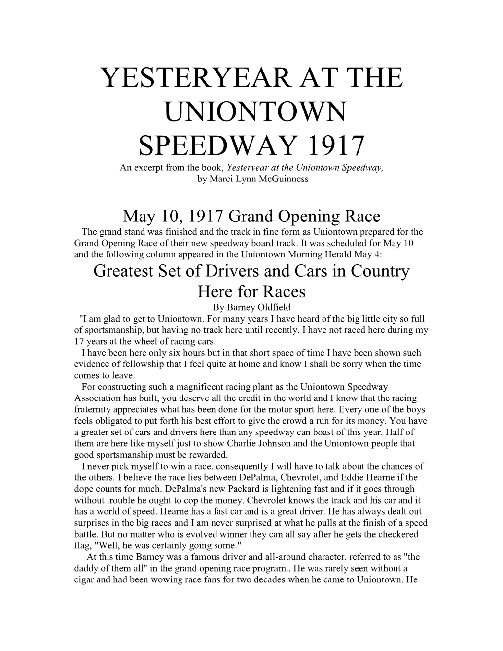 Uniontown Speedway Book Chapter 1917.Pdf