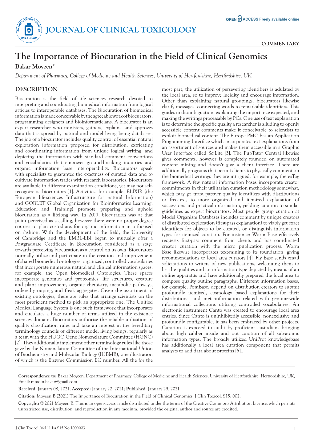 The Importance of Biocuration in the Field of Clinical Genomics, Methodology