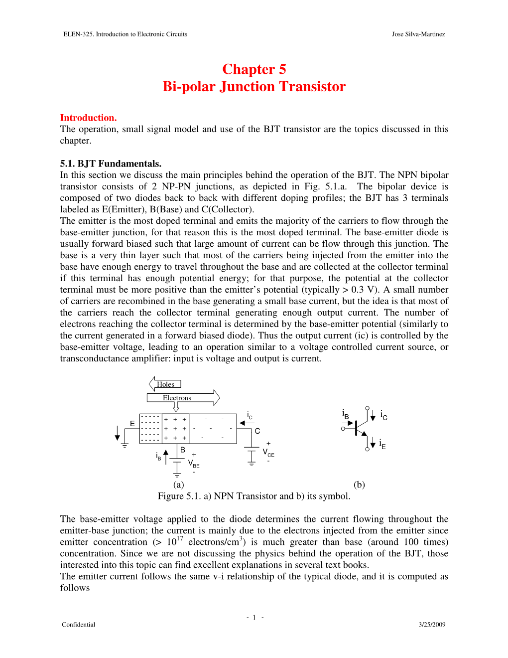 Chapter 5 Bi-Polar Junction Transistor