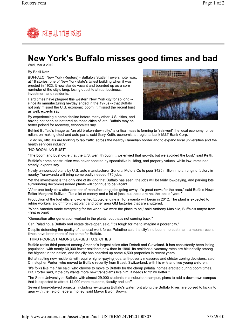 New York's Buffalo Misses Good Times And