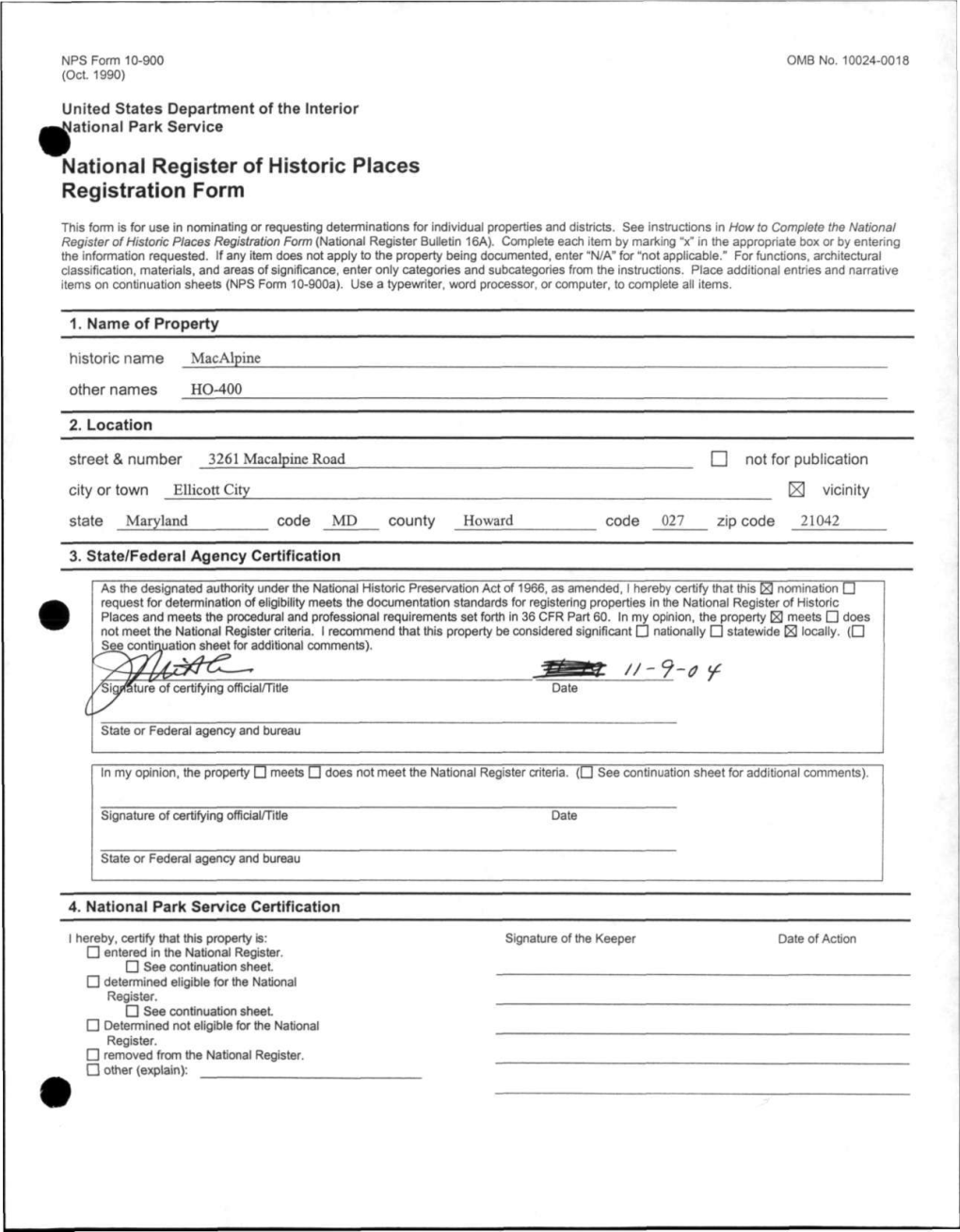 "National Register of Historic Places Registration Form