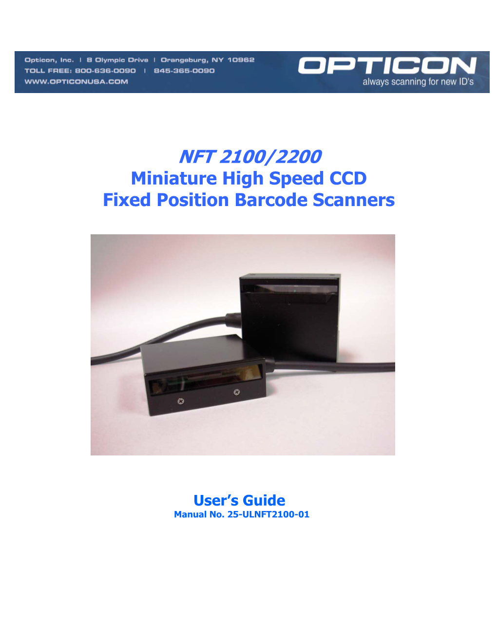 NFT 2100/2200 Miniature High Speed CCD Fixed Position Barcode Scanners