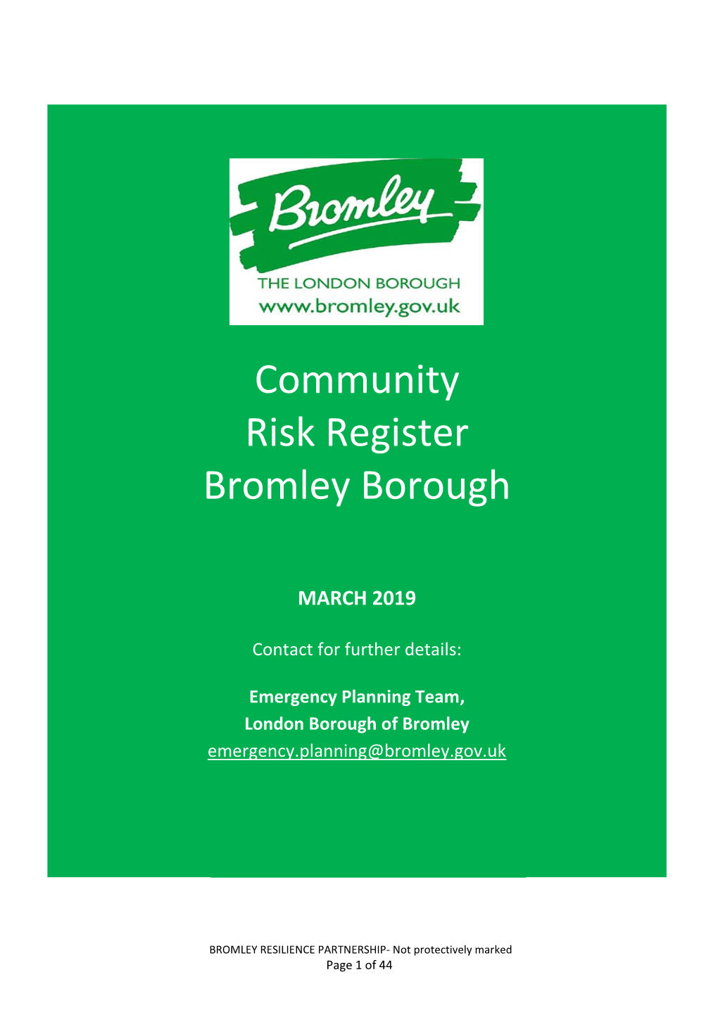 Community Risk Register Bromley Borough