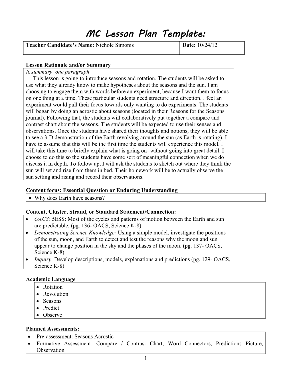 MC Lesson Plan Template