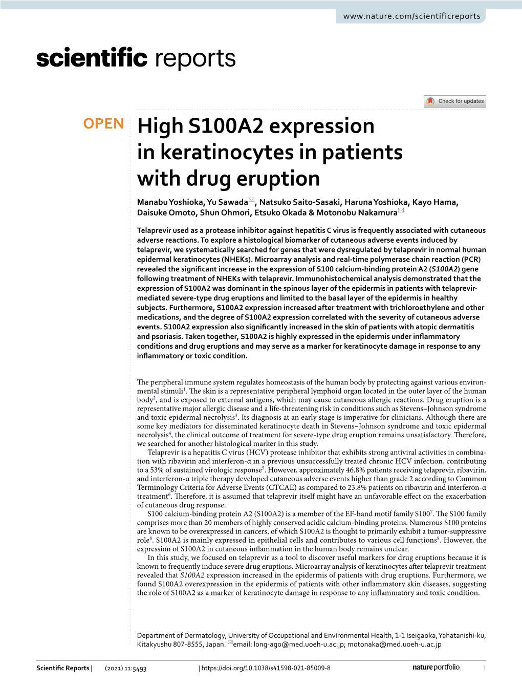 High S100A2 Expression in Keratinocytes in Patients with Drug