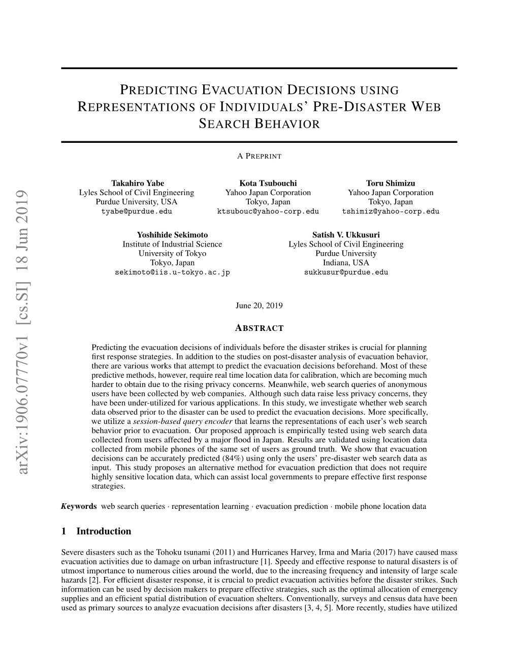 Predicting Evacuation Decisions Using Representations of Individuals' Pre