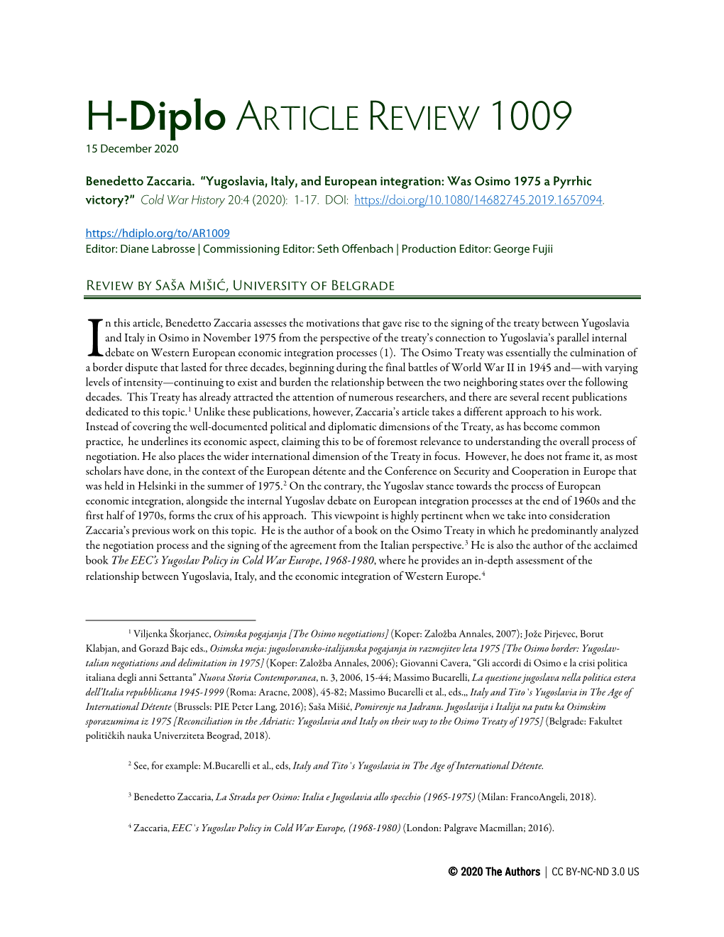 H-Diplo ARTICLE REVIEW 1009 15 December 2020