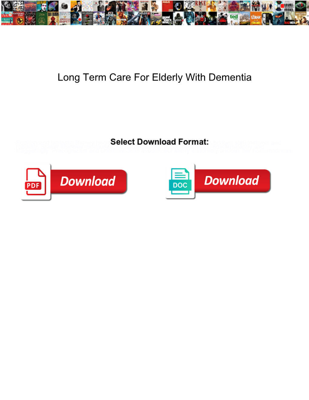 Long Term Care for Elderly with Dementia