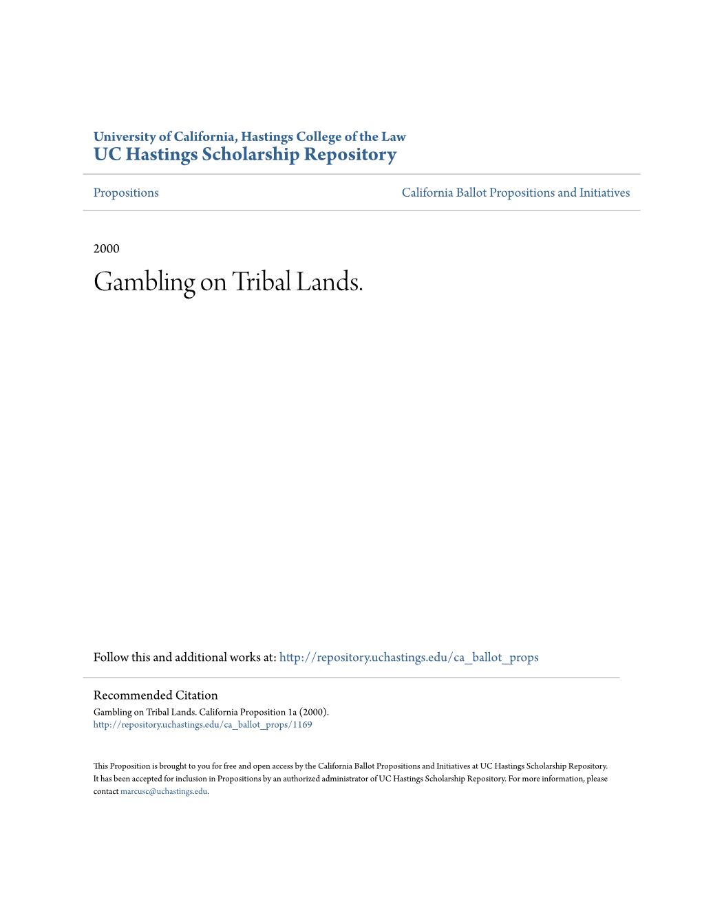 Gambling on Tribal Lands