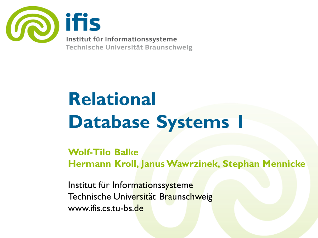 Relational Database Systems 1