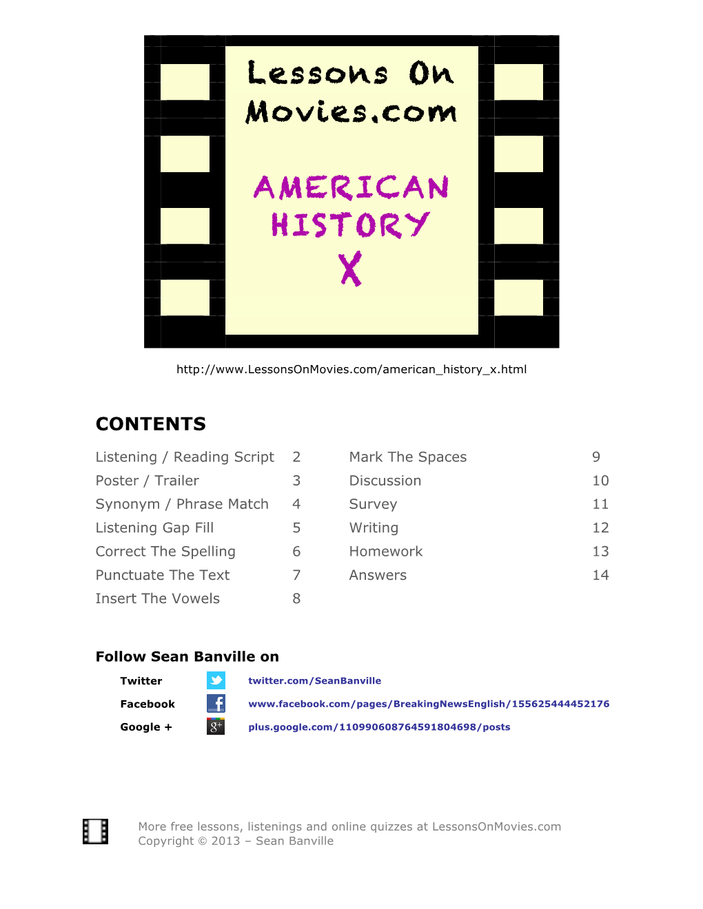 Lessons on Movies.Com AMERICAN HISTORY