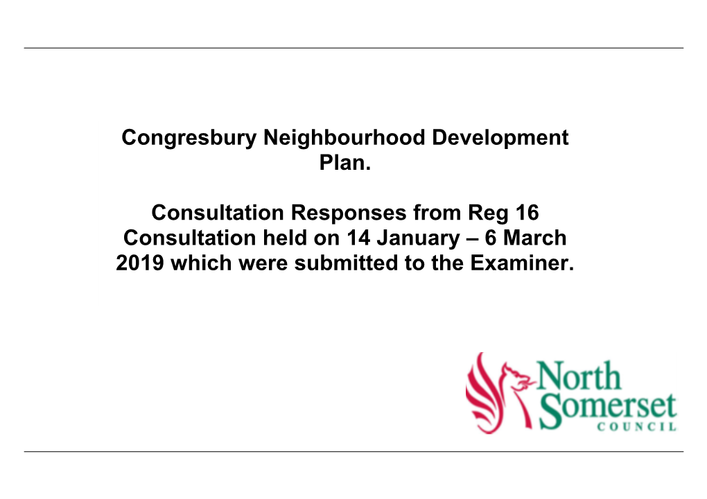 Congresbury Neighbourhood Development Plan. Consultation