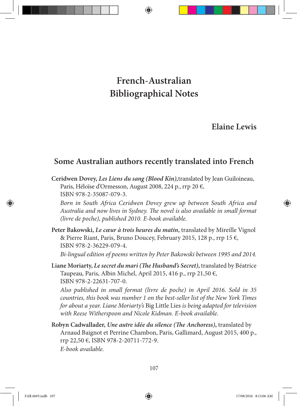French-Australian Bibliographical Notes