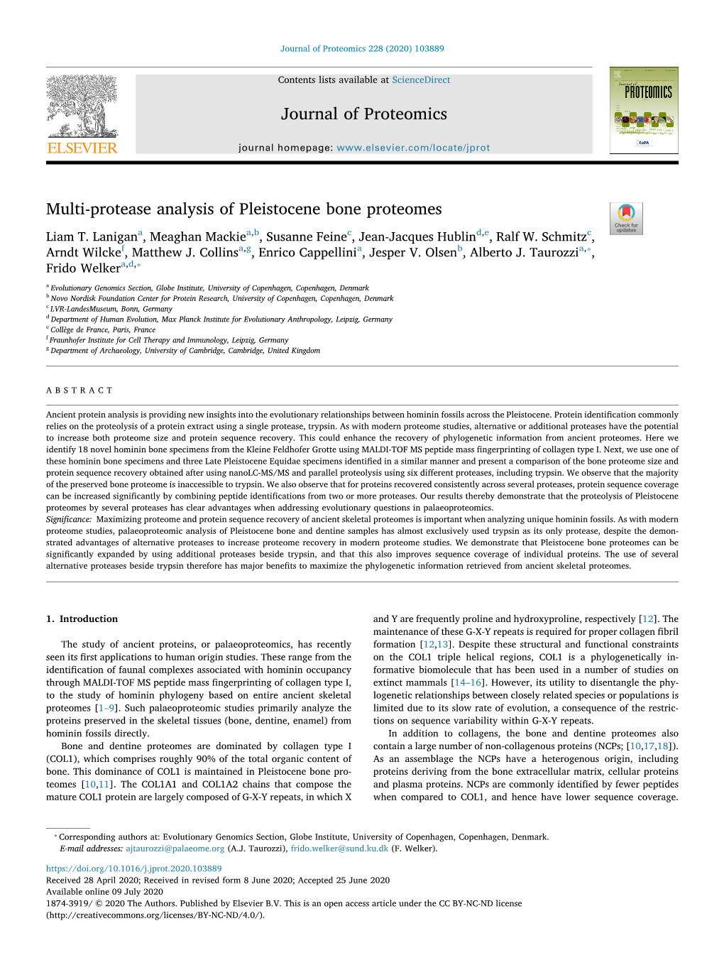 Multi-Protease Analysis of Pleistocene Bone Proteomes T Liam T