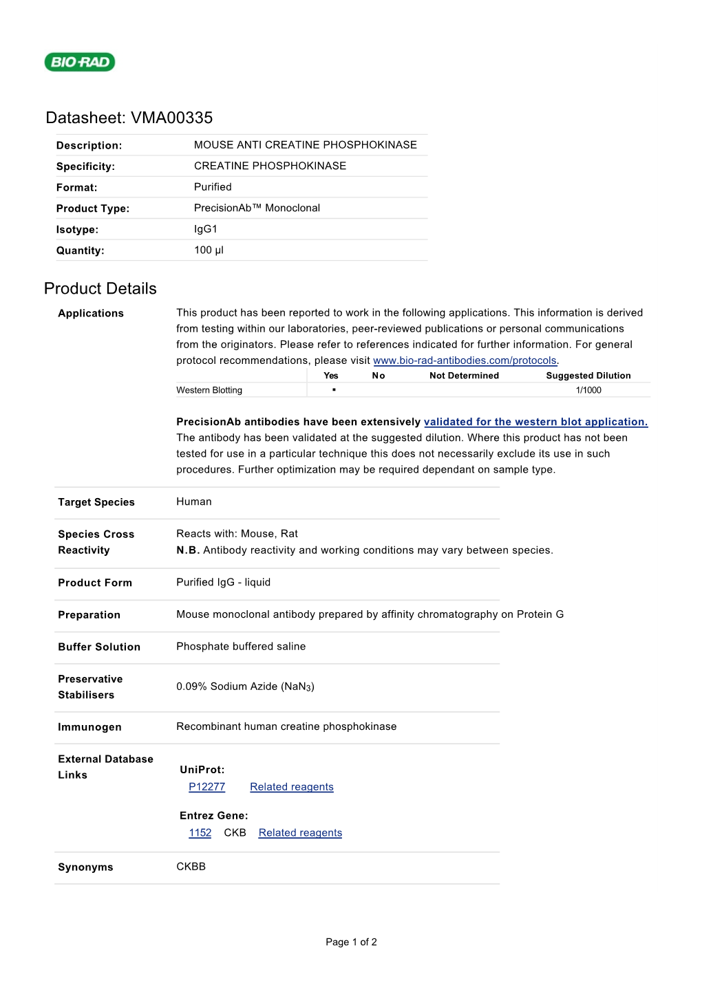 Datasheet: VMA00335 Product Details