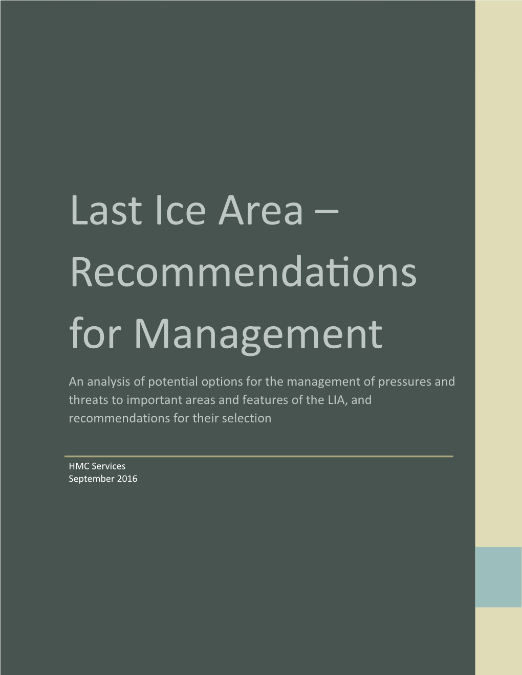 Last Ice Area – Recommendations for Management