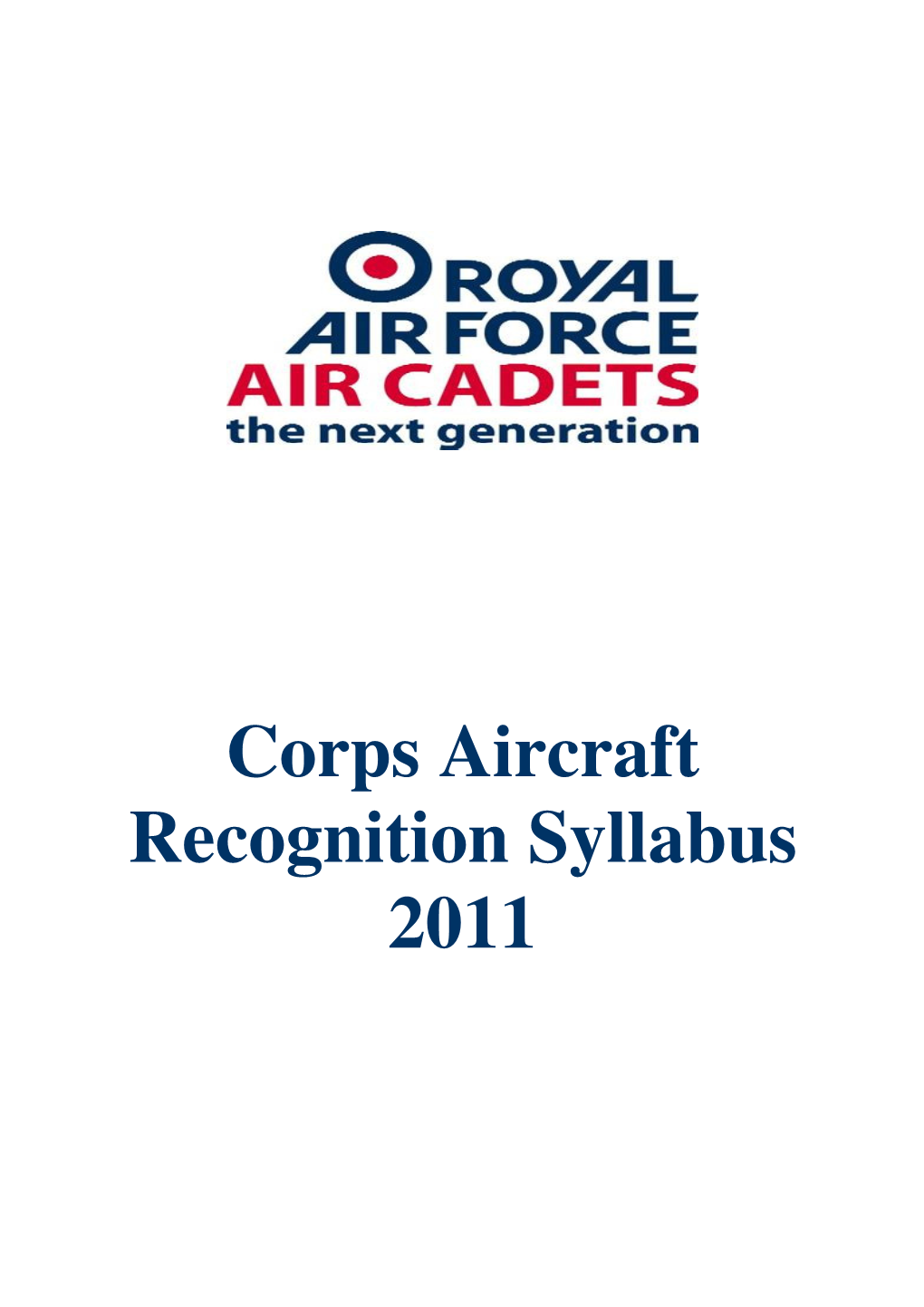 Corps Aircraft Recognition Syllabus 2011