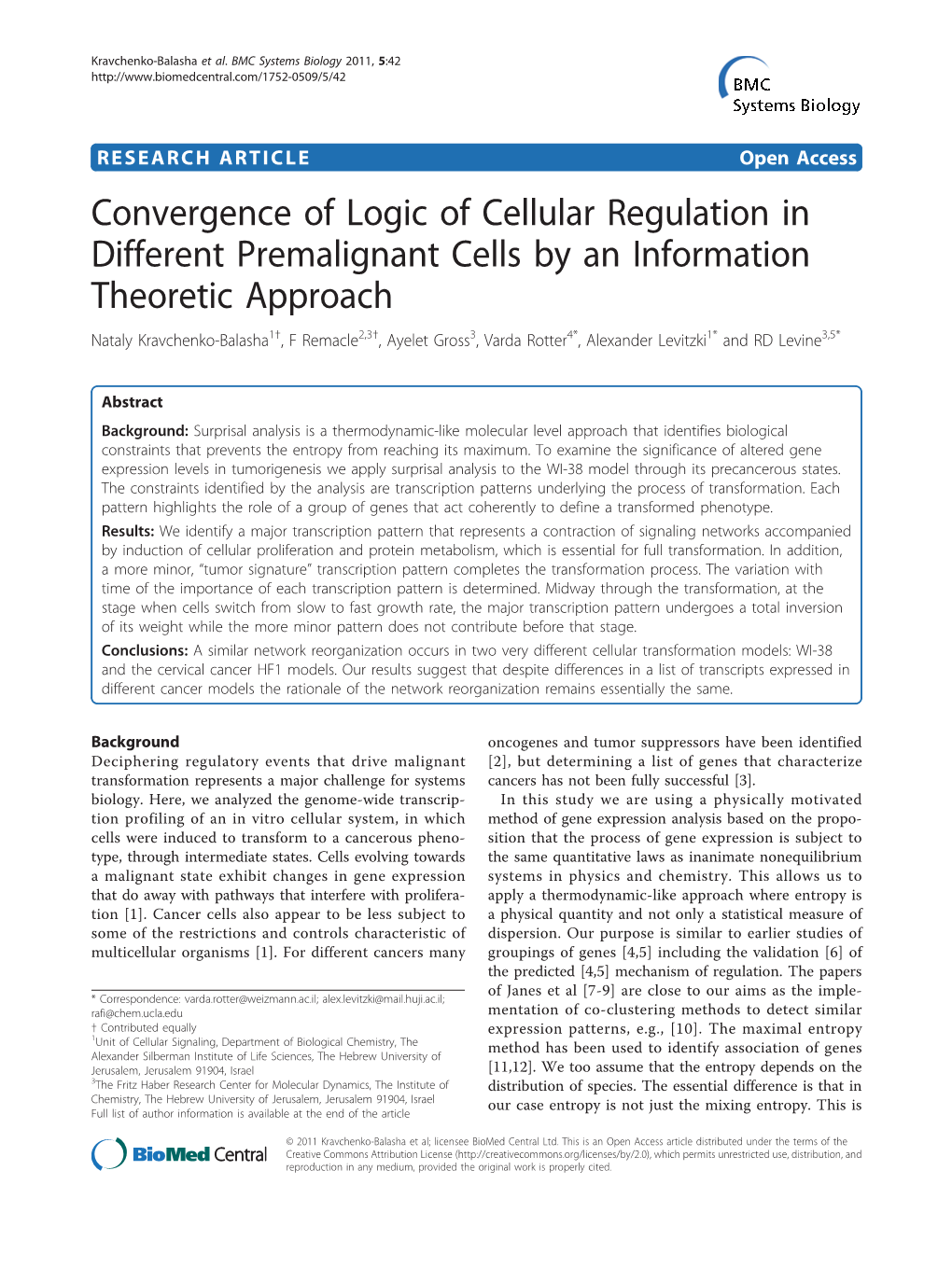 Convergence of Logic of Cellular Regulation in Different