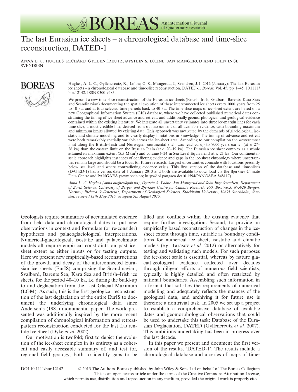 The Last Eurasian Ice Sheets – a Chronological Database and Time-Slice Reconstruction, DATED-1