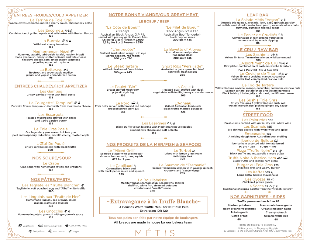 Design Menu DINNER Fix Truffle Special 18% Remove Wine Pairing