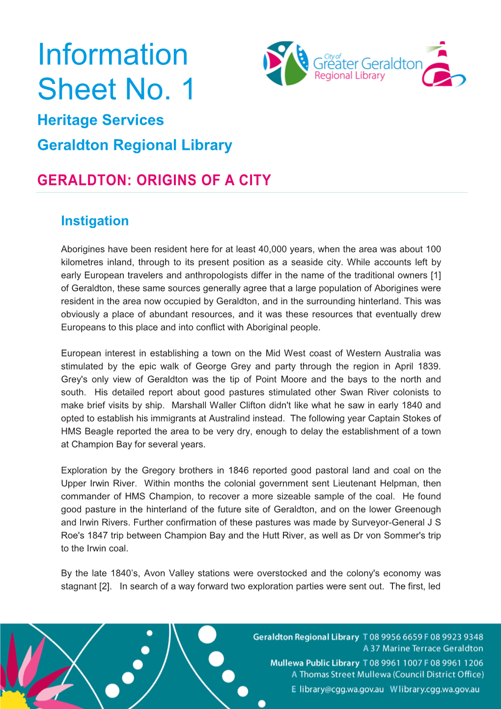 Geraldton Origins of a City