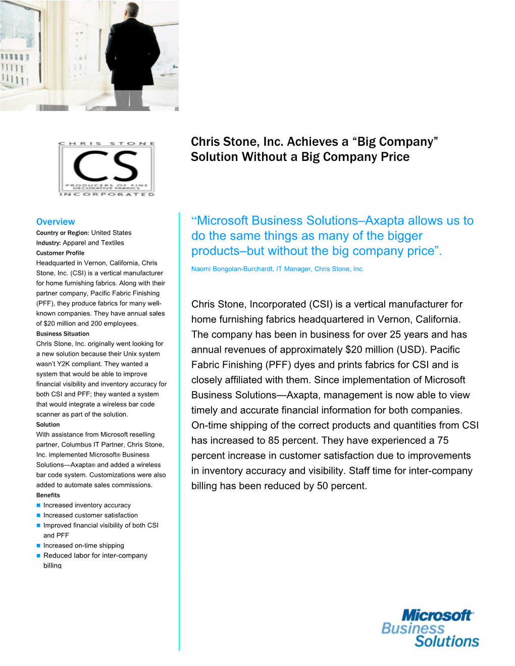 Chris Stone, Inc. Achieves a Big Company Solution Without a Big Company Price