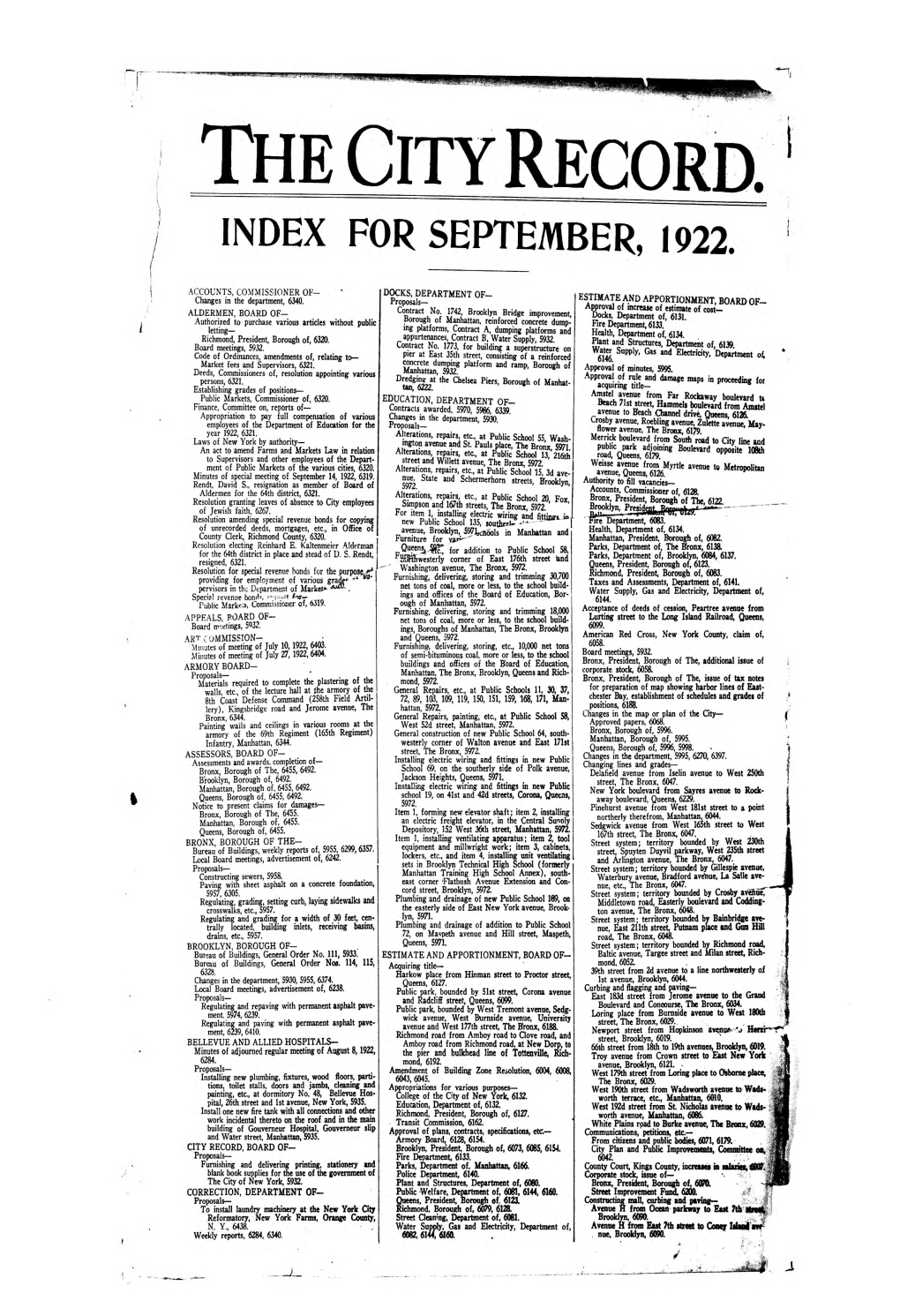 Index for September, 1922