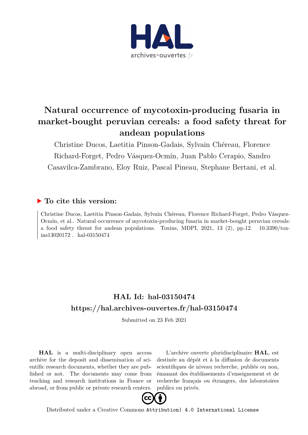 A Food Safety Threat for Andean Populations