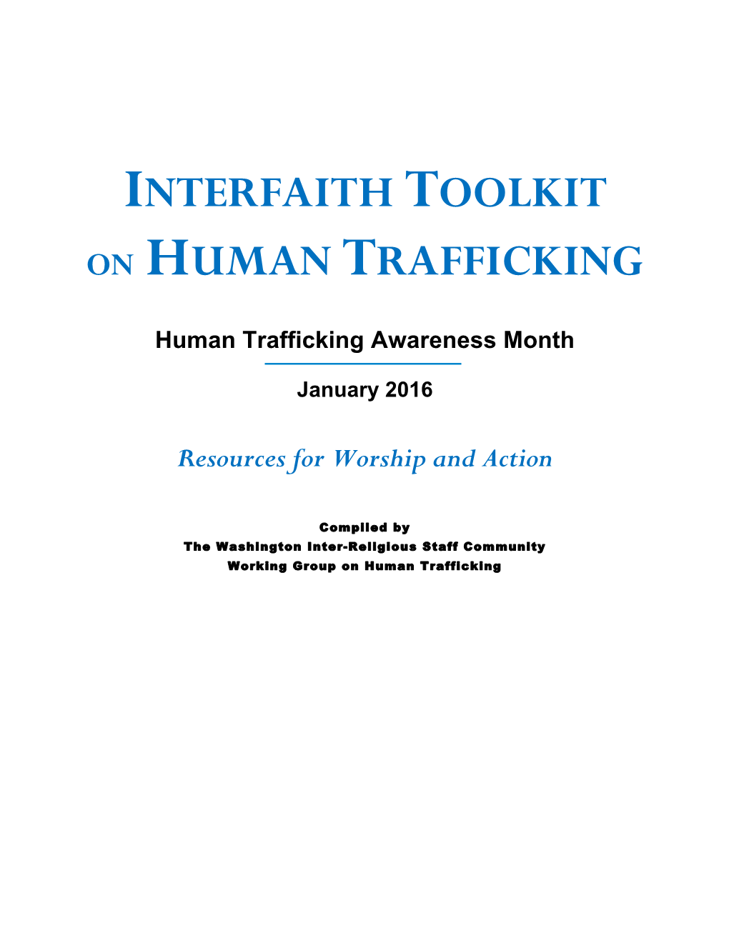 Interfaith Toolkit on Human Trafficking