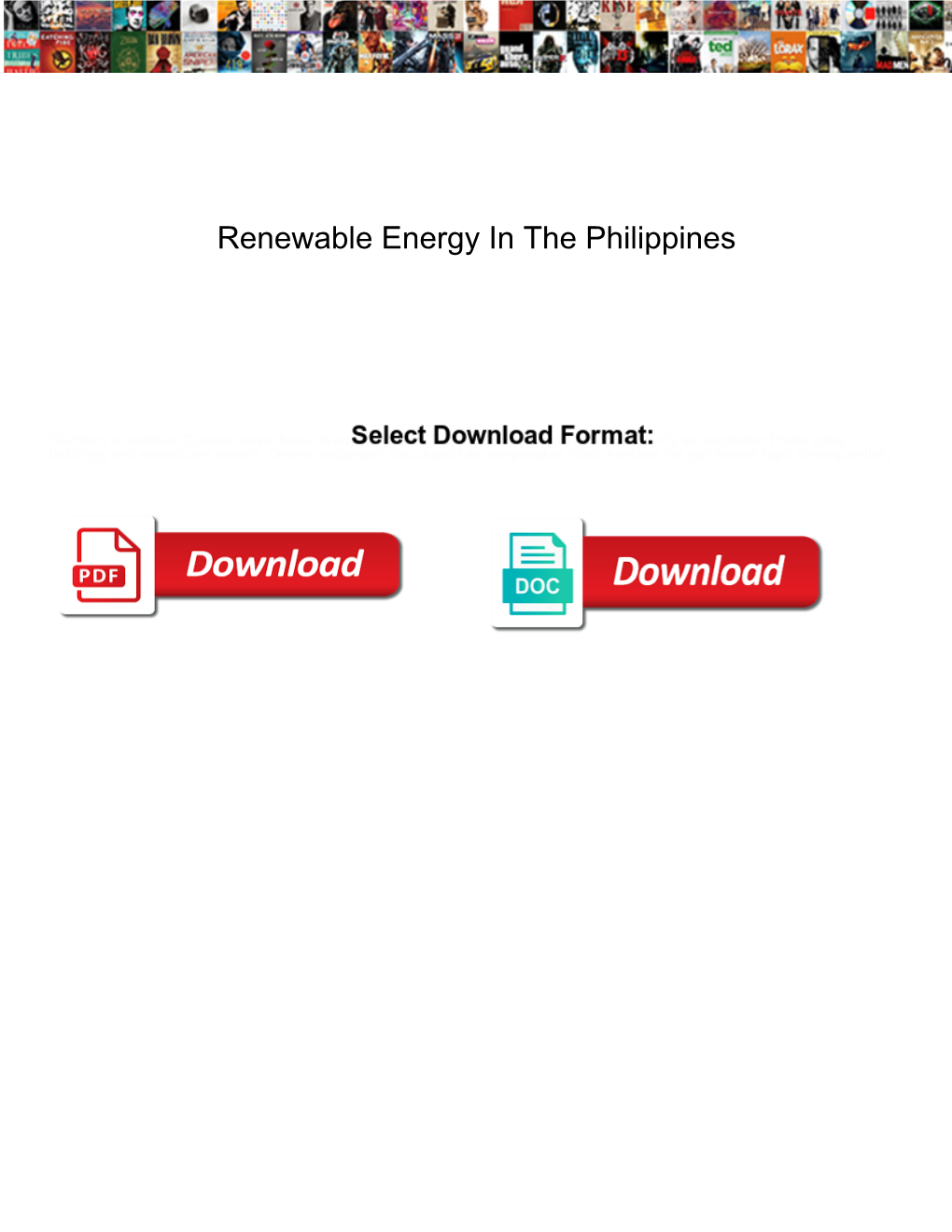 Renewable Energy in the Philippines