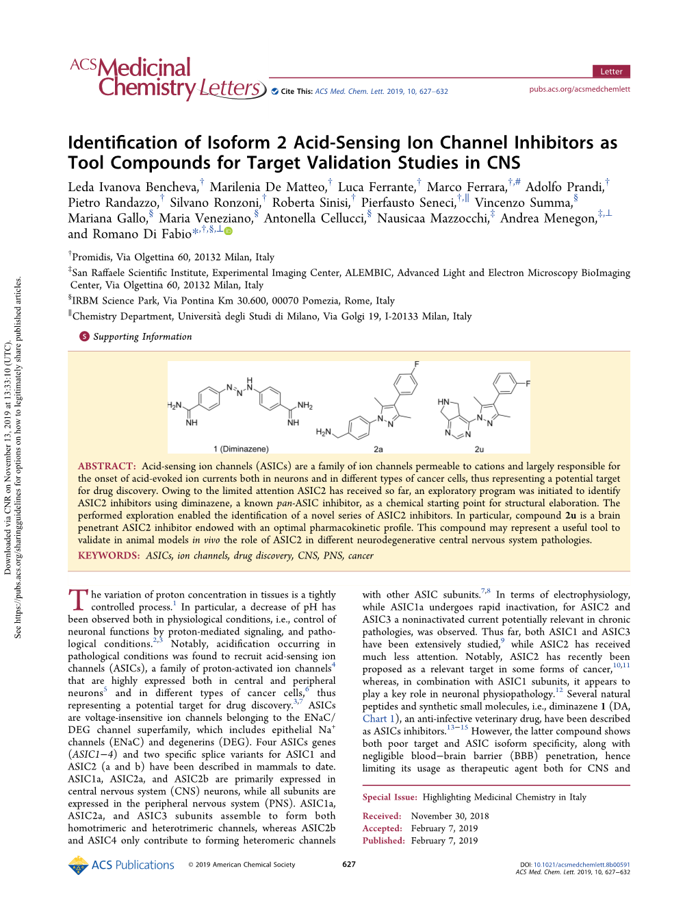 Identification of Isoform 2 Acid-Sensing Ion Channel