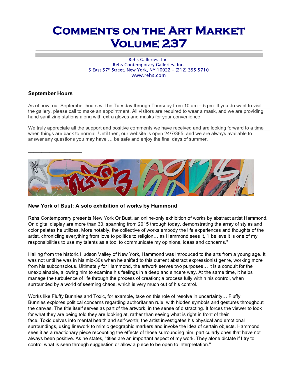 Comments on the Art Market Volume 237