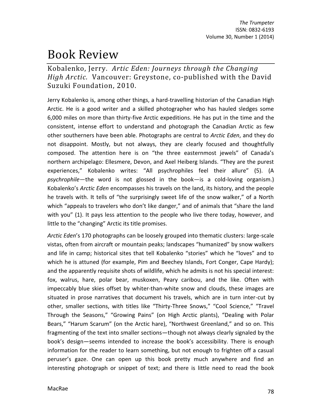 Book Review Kobalenko, Jerry