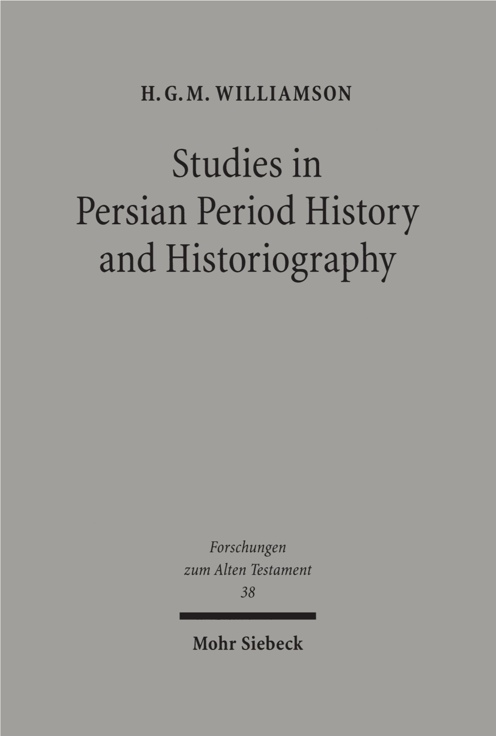 Studies in Persian Period History and Historiography