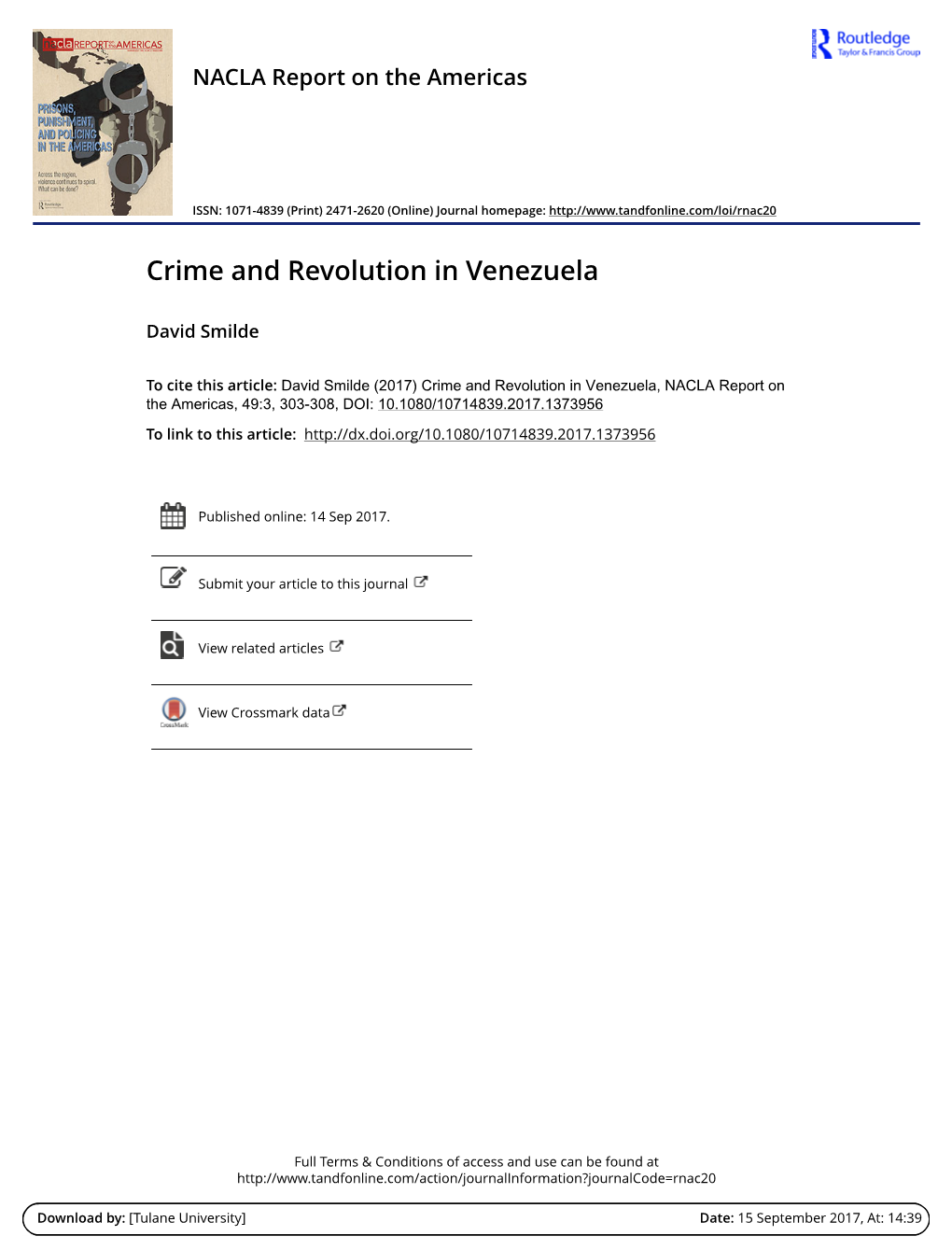 Crime and Revolution in Venezuela