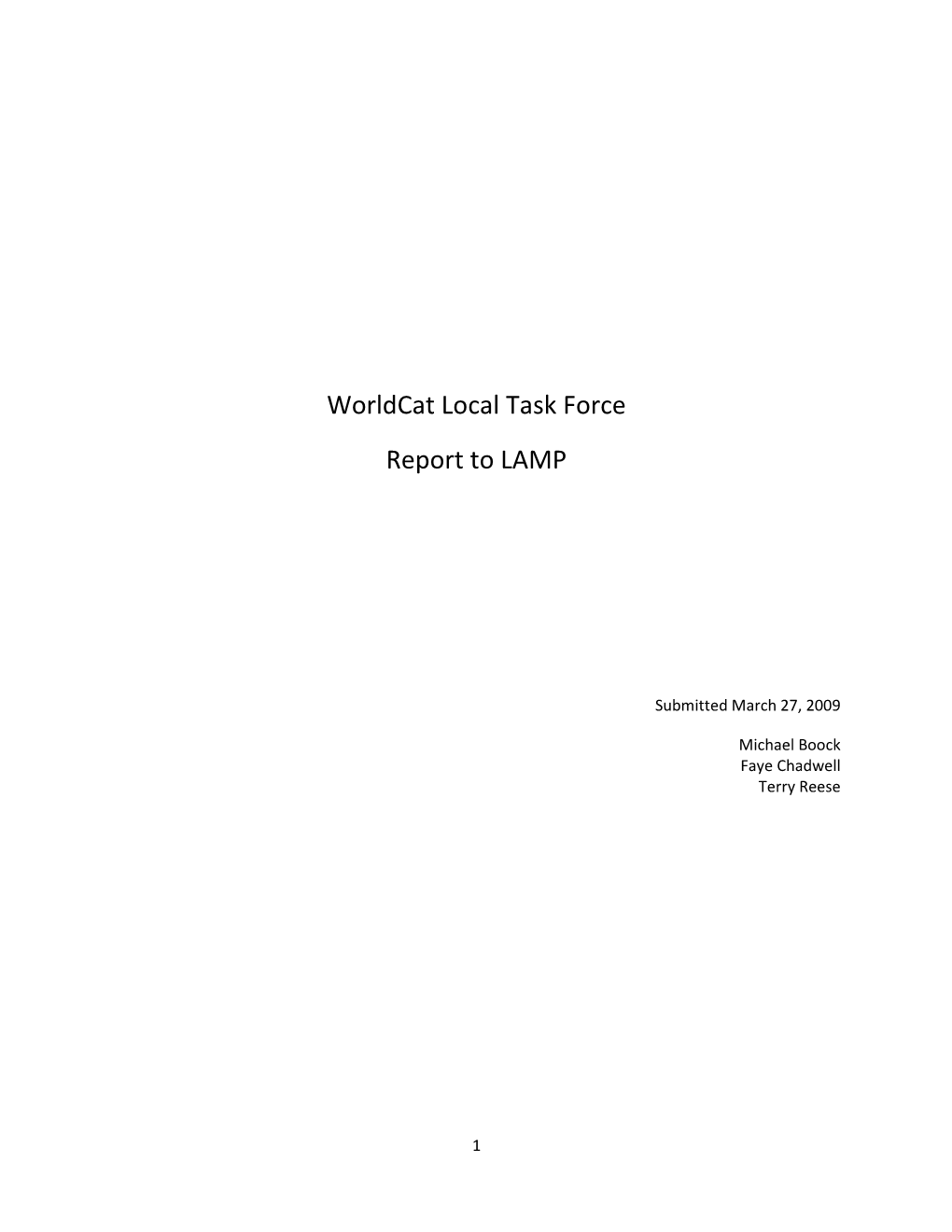 Worldcat Local Task Force Report to LAMP