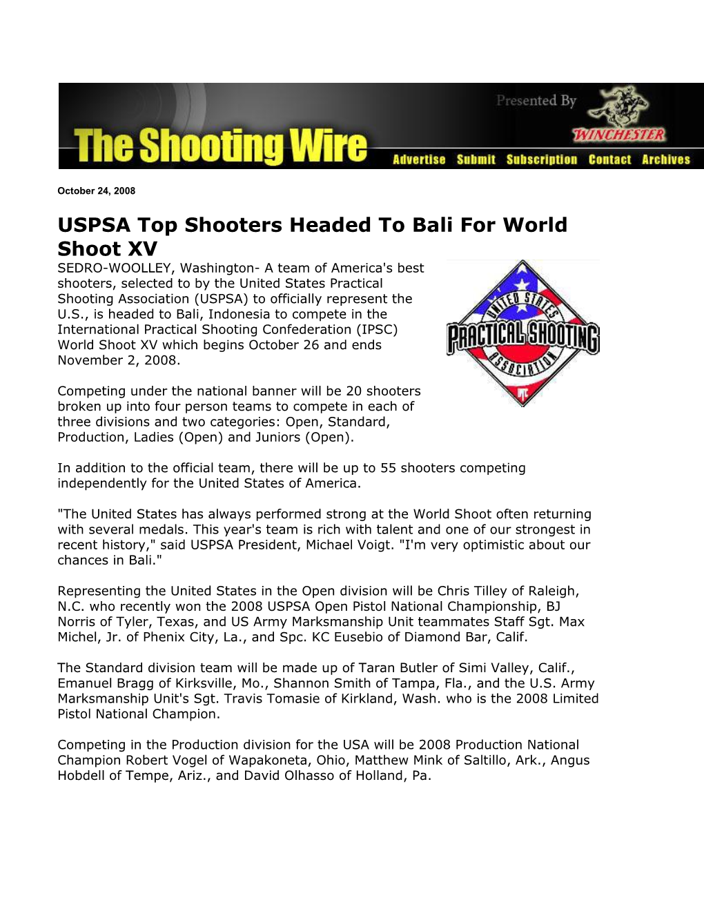 USPSA Top Shooters Headed to Bali for World Shoot XV