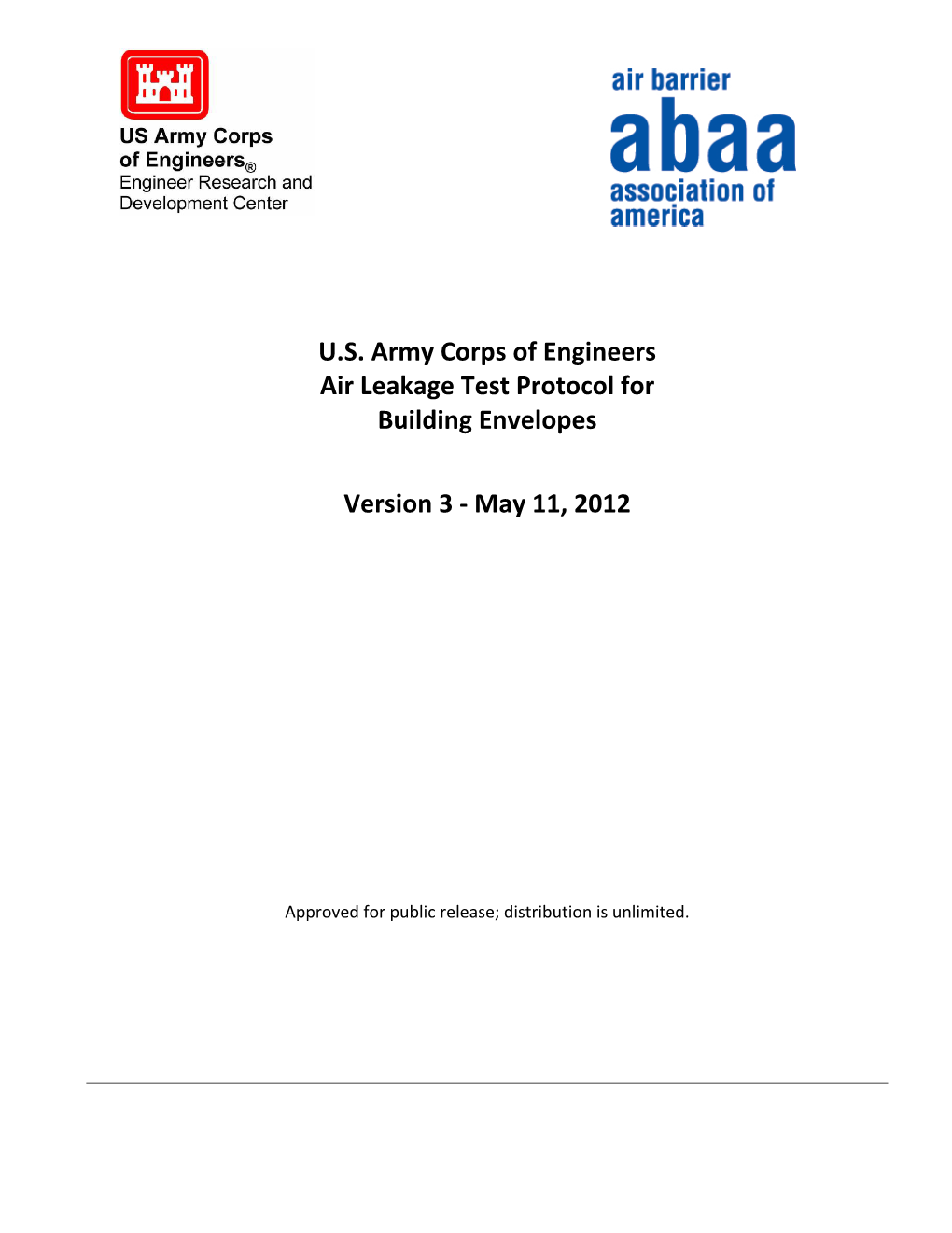 USACE Air Leakage Test Protocol for Building Envelopes – Version 3: 2012-05-11 ______1______