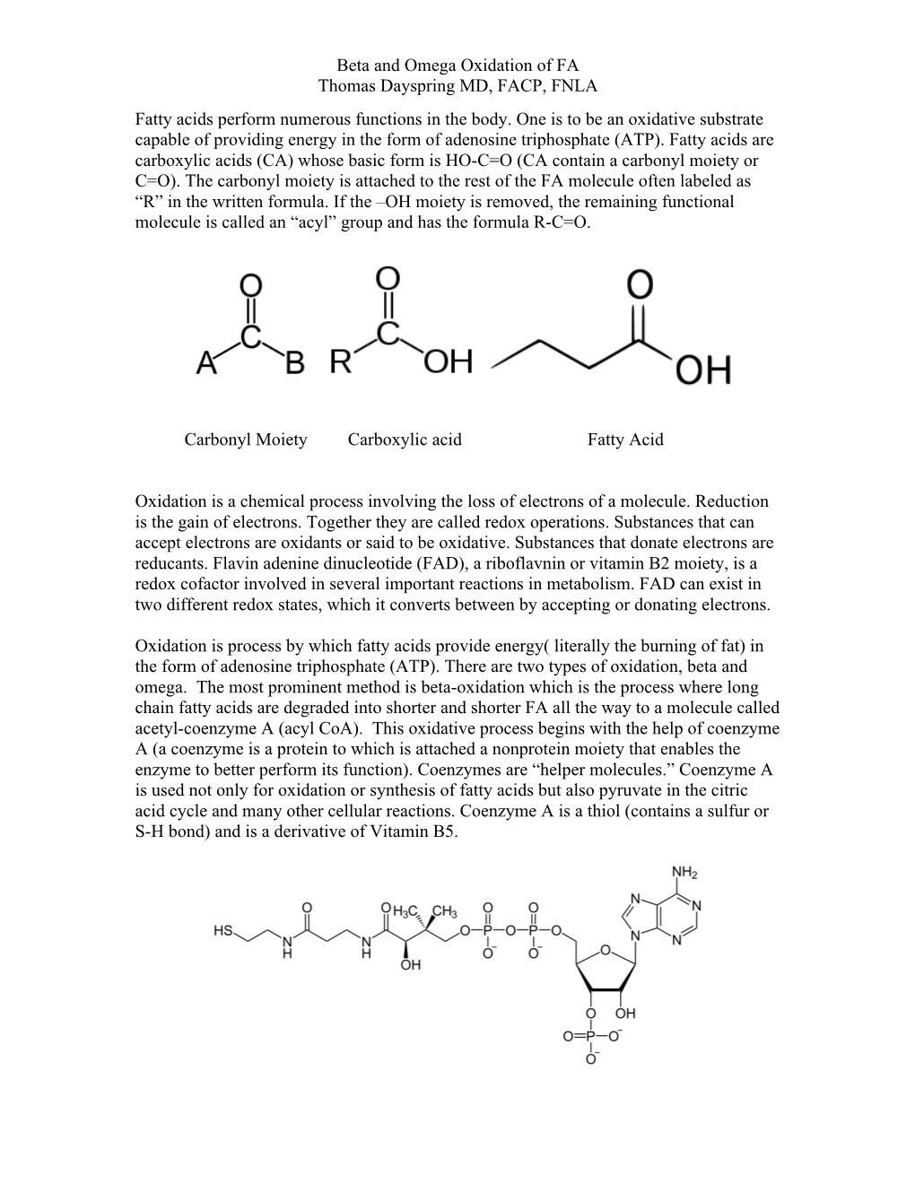 Oxidation of Fatty Acids