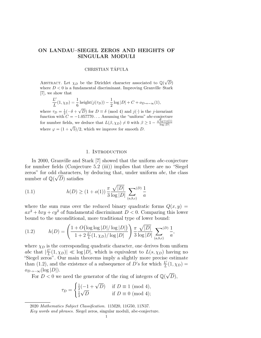 On Landau–Siegel Zeros and Heights of Singular Moduli