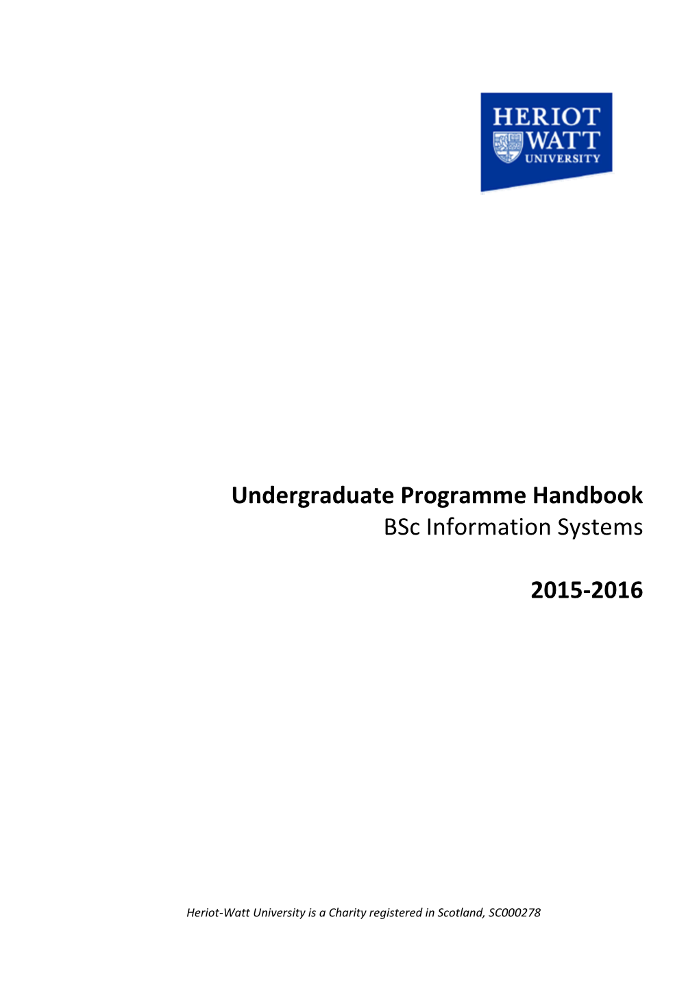 Undergraduate Programme Handbook Bsc Information Systems