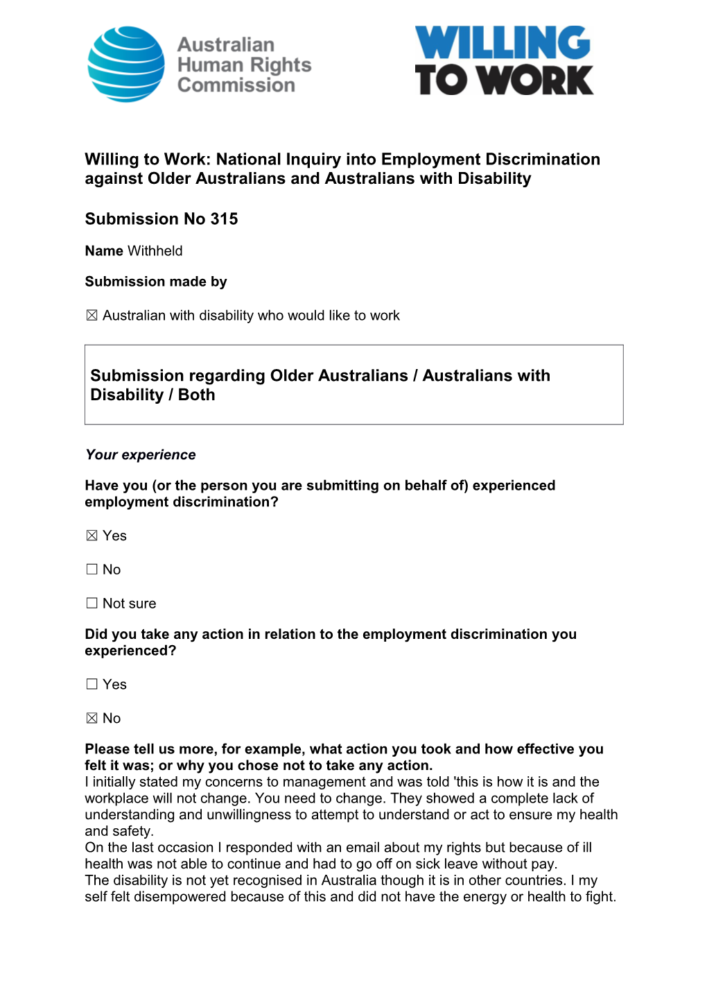 Willing to Work: National Inquiry Into Employment Discrimination Against Older Australians s10